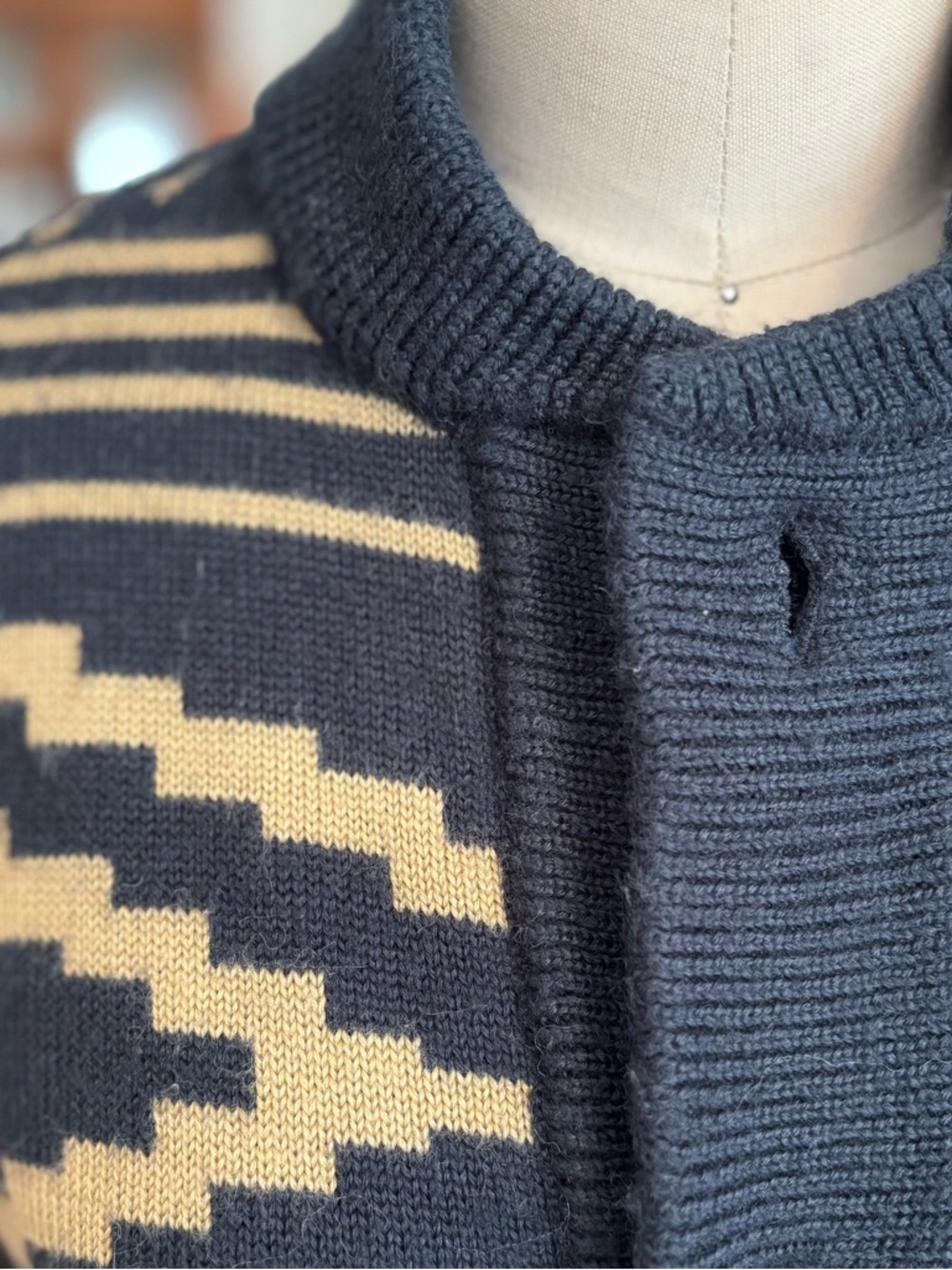 Roark Black & Cream Geometric Knit Cardigan - Picture 4 of 10